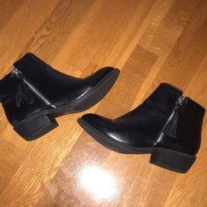 Black booties with a small heel